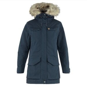Fjallraven Women's Dark Blue Nuuk Parks with Faux Fur Hood